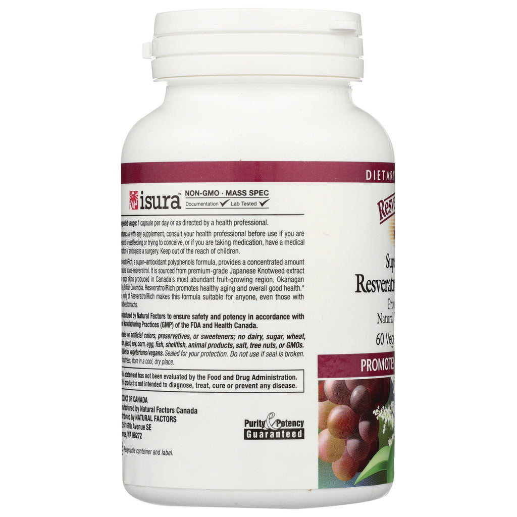 NFC080 | white supplement bottle back label with ingredients text and grape product infographic - Thumbnail