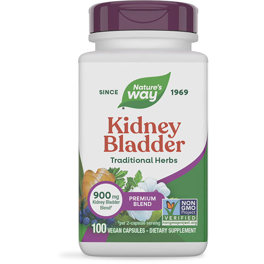 NW091 | Nature's Way Kidney Bladder supplement bottle with green label reading Kidney Bladder, 100 vegan capsules - Thumbnail
