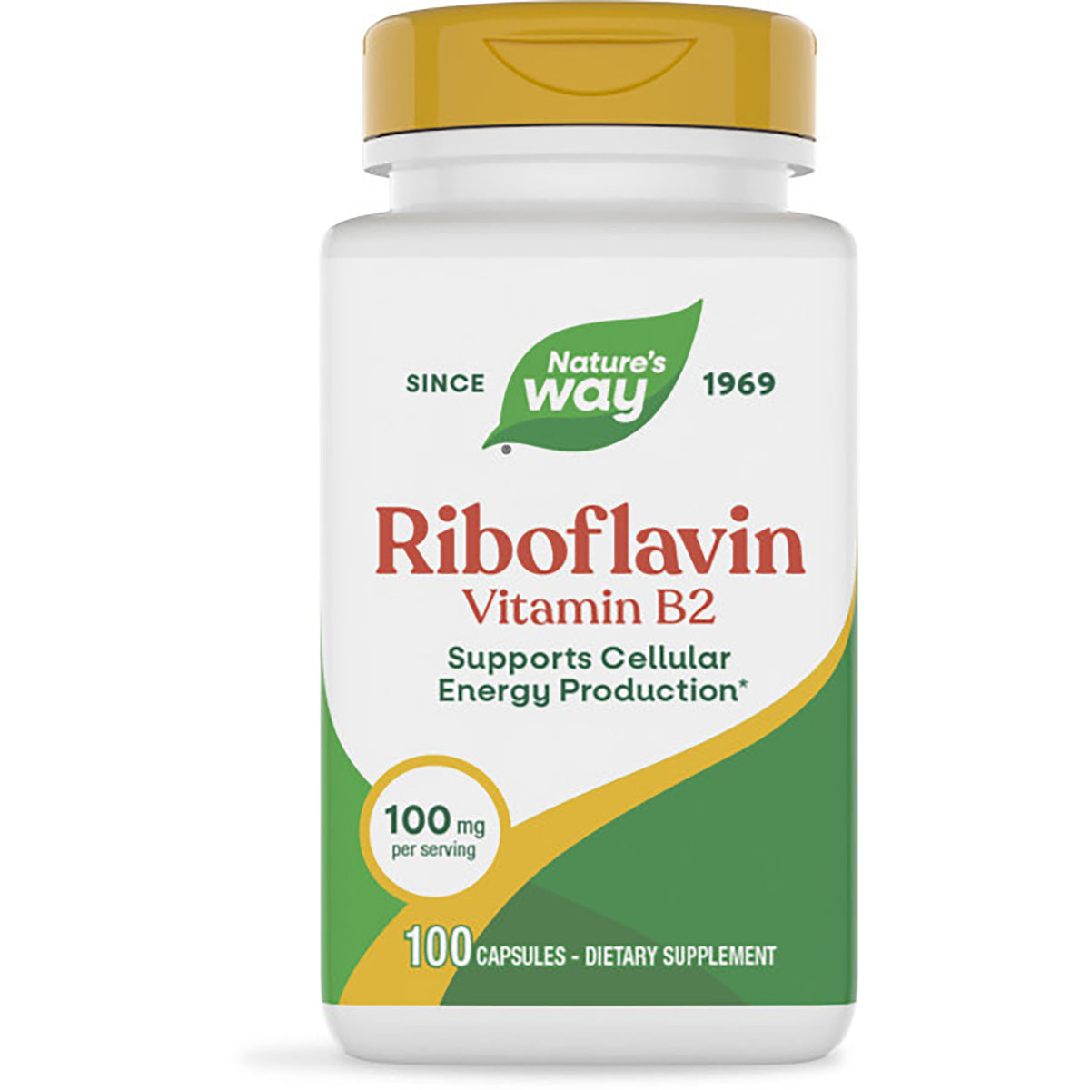 NW753 | Nature's Way Riboflavin vitamin B2 bottle, 100 capsules dietary supplement