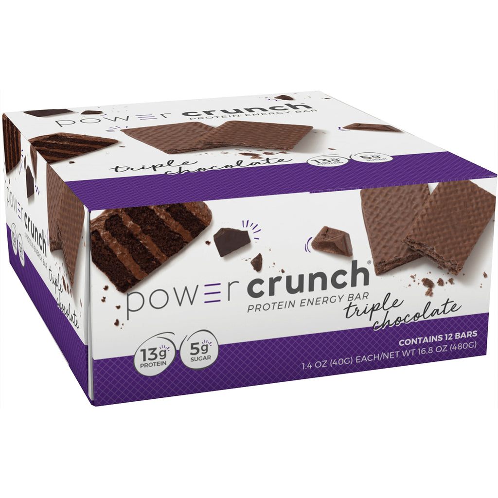 BNR005 | Power Crunch triple chocolate protein energy bar box front showing wafer bars and nutrition callouts - Thumbnail