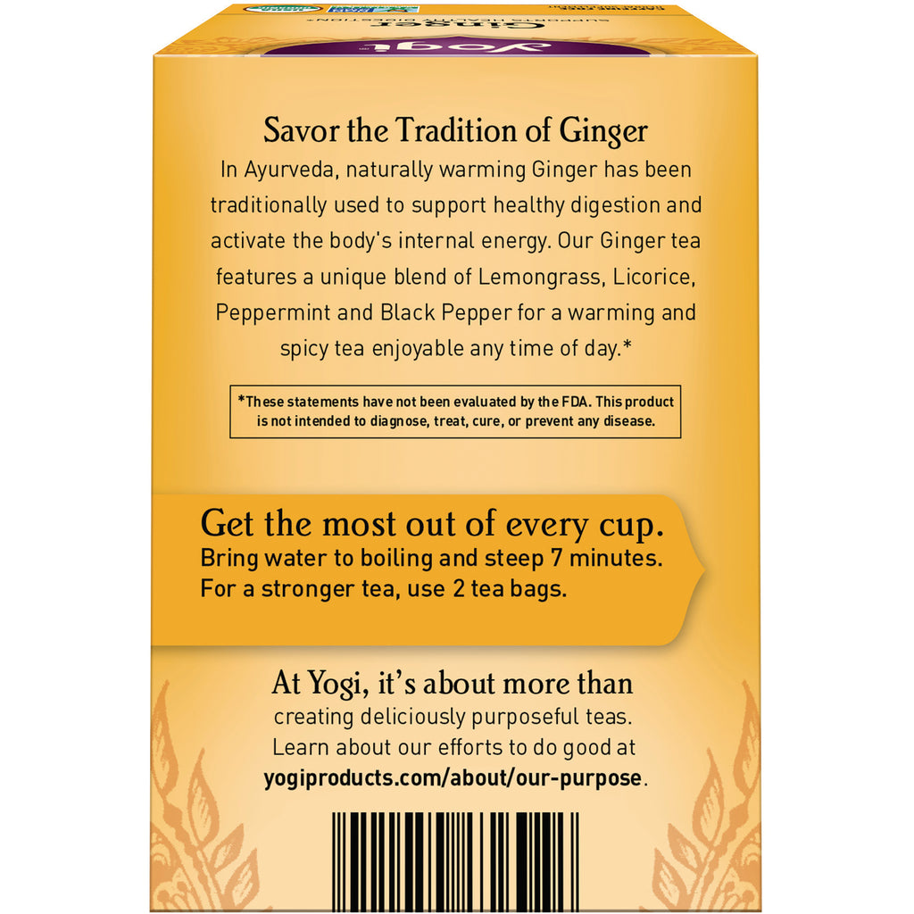 AHW007 | Back panel with Savor the Tradition of Ginger and brewing directions: steep 7 minutes, use 2 bags - Thumbnail