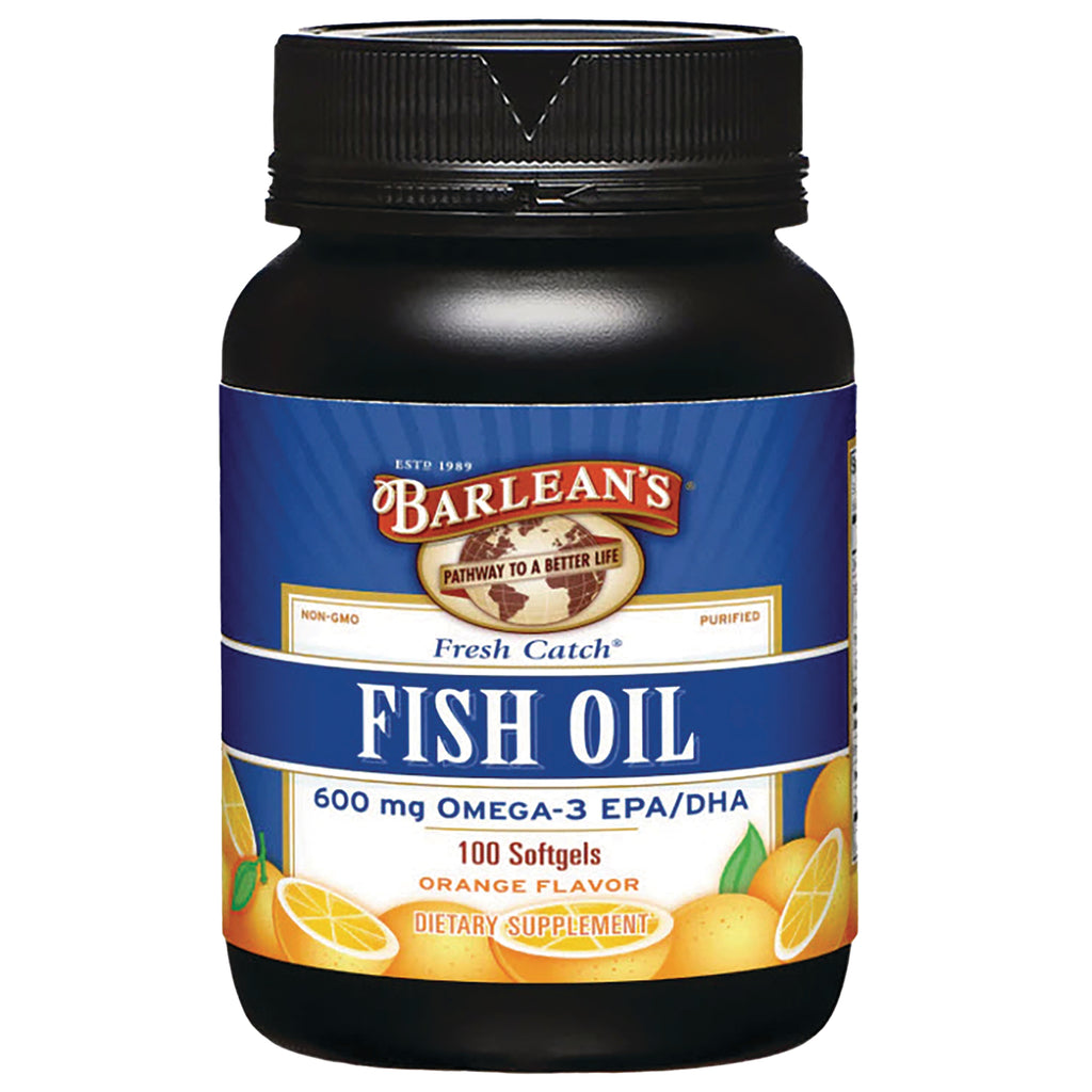 BAR015 | Barlean's Fresh Catch fish oil 100 softgels orange flavor bottle - Thumbnail