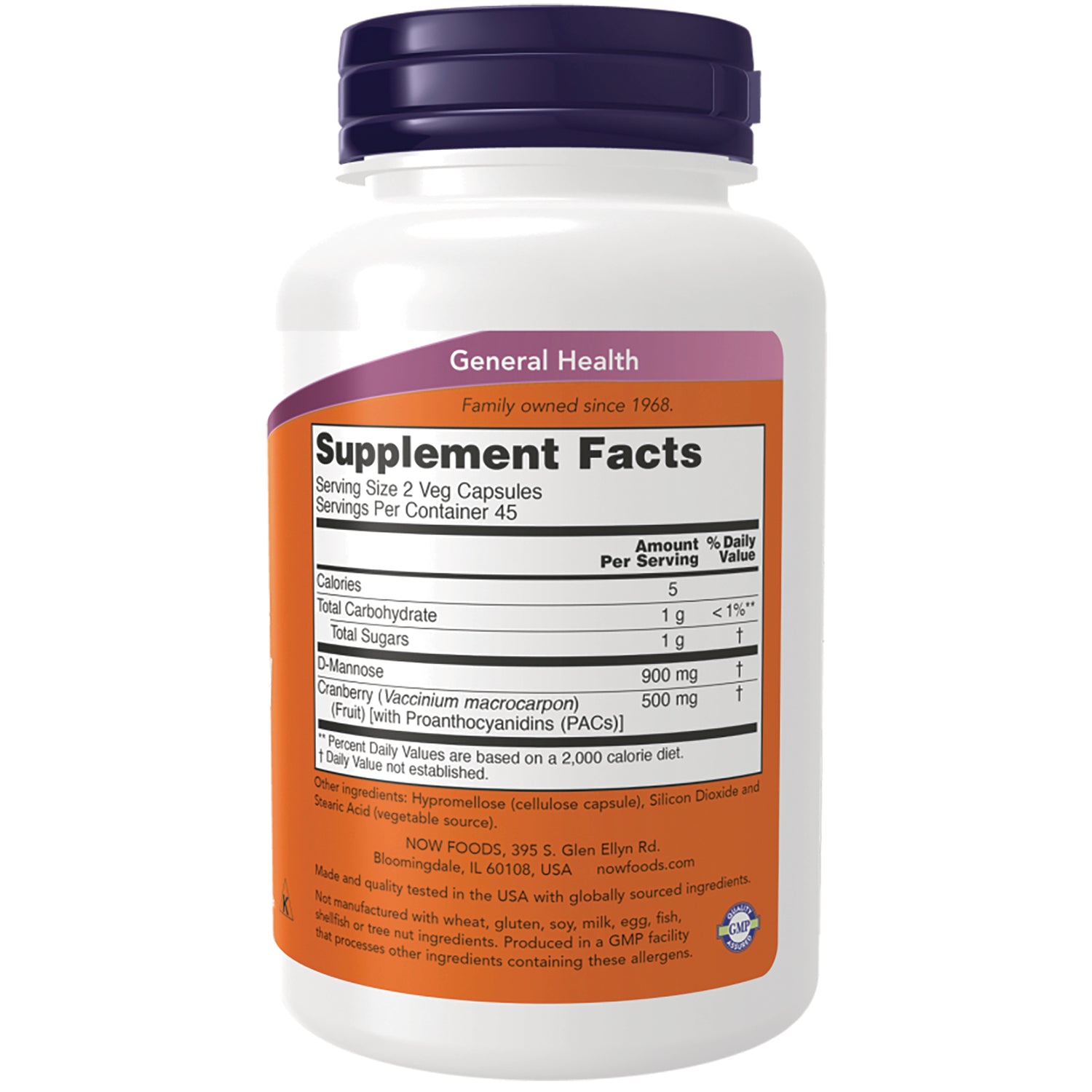 NWF1389 | Back of white supplement bottle showing Supplement Facts panel and ingredient text