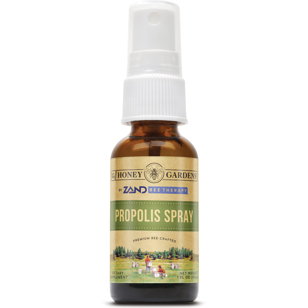 HGR003 | amber glass spray bottle labeled HONEY GARDENS PROPOLIS SPRAY 1 fl oz - Thumbnail