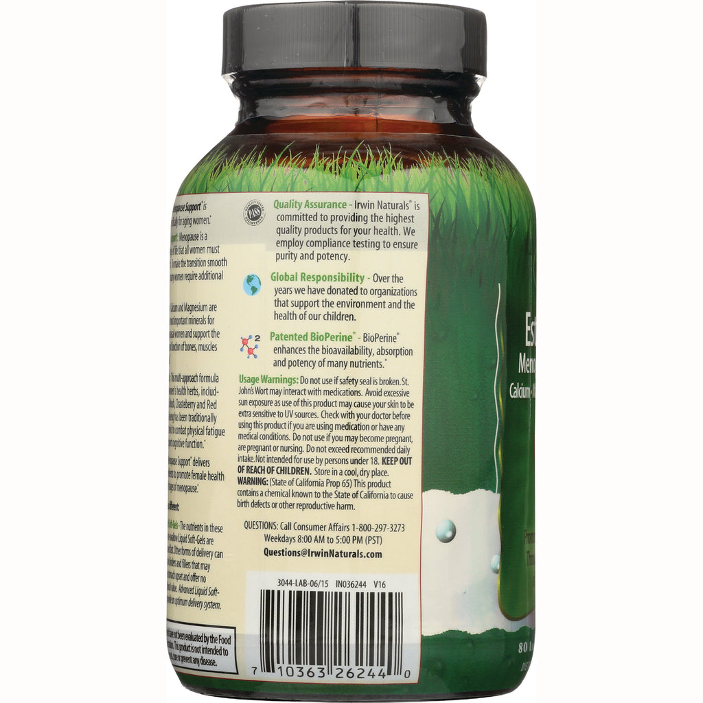 IR074 | back label of supplement bottle showing quality assurance, usage warnings, ingredient text and barcode - Thumbnail