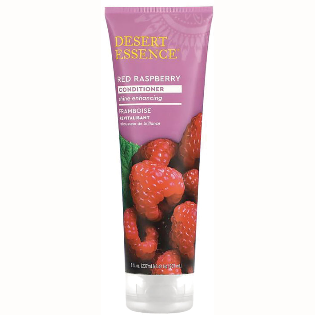 Desert Essence Red Raspberry conditioner tube labeled shine enhancing with large raspberry images - Thumbnail