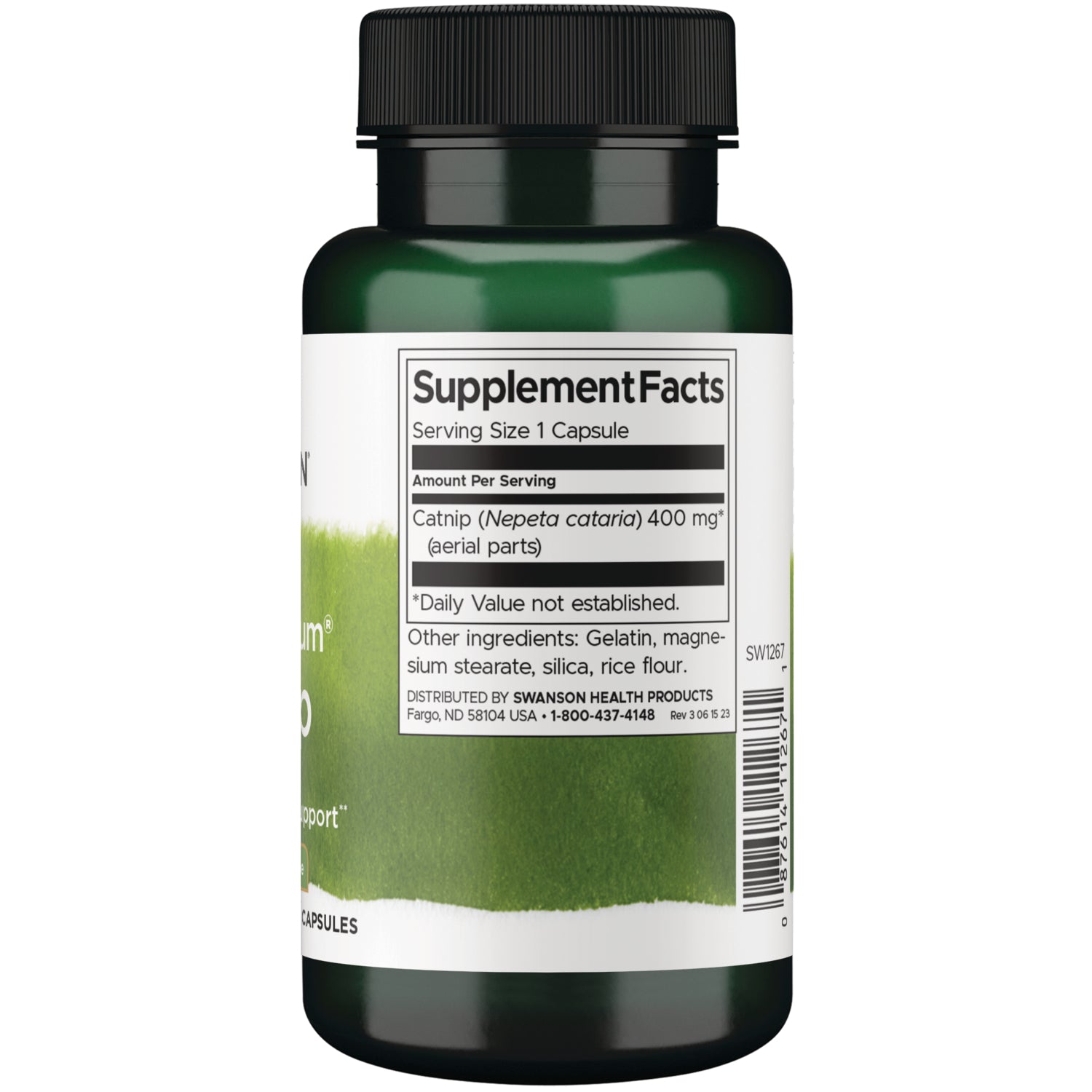 SW1267 |  Back label with suppplement facts and serving information