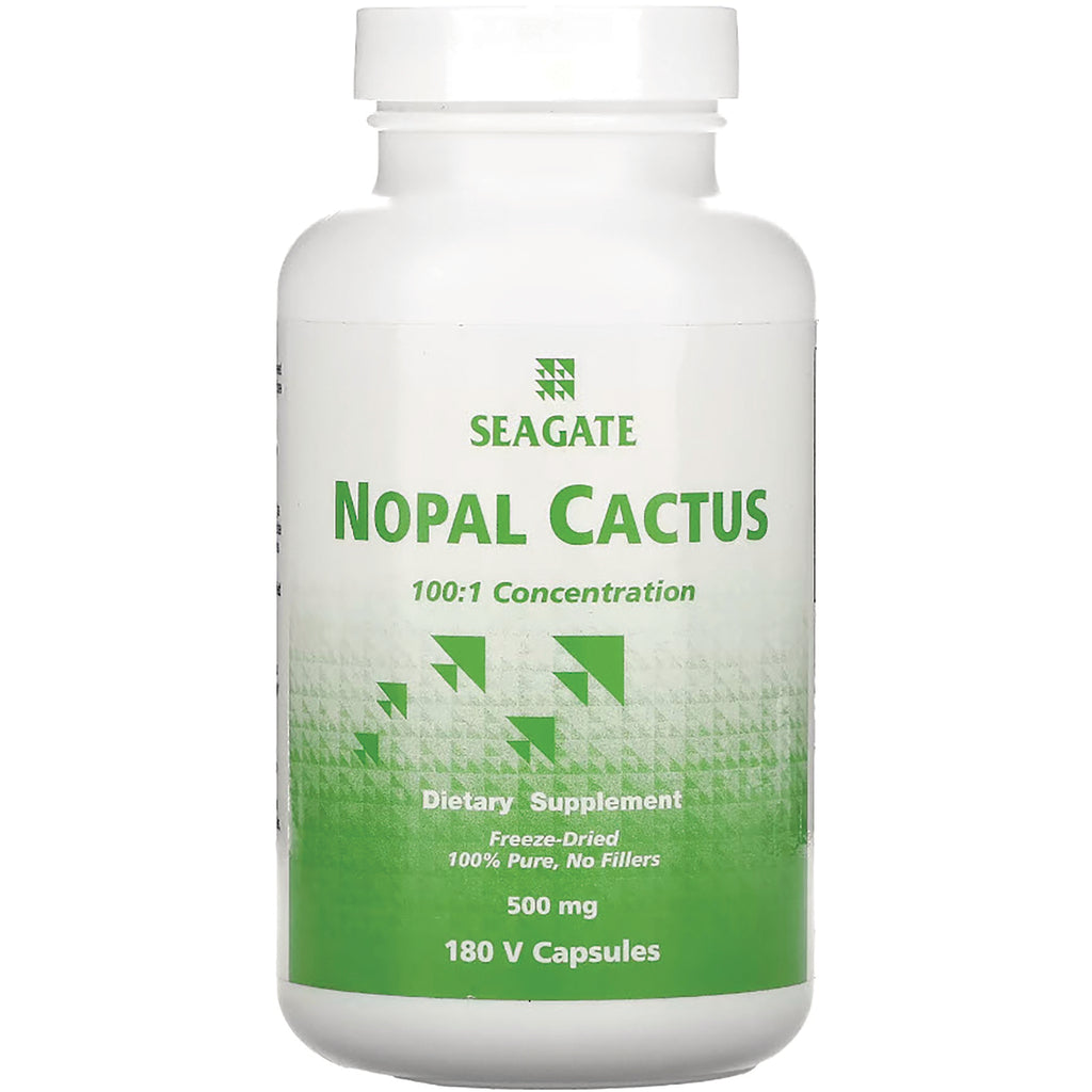 SEAGATE Nopal Cactus dietary supplement bottle, 500 mg, 180 V capsules - Thumbnail