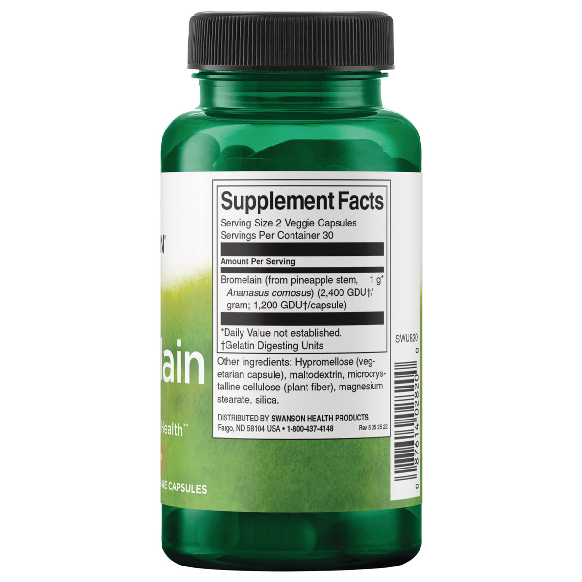 SWU820 | Back label with Supplement Facts
