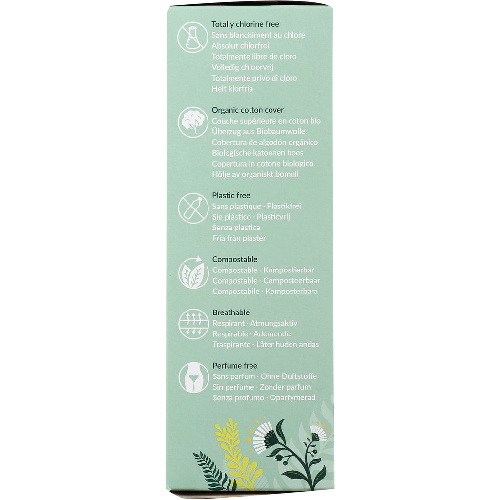 NCR011 | Back panel listing features: totally chlorine free, organic cotton cover, plastic free, compostable, breathable, perfume free - Thumbnail