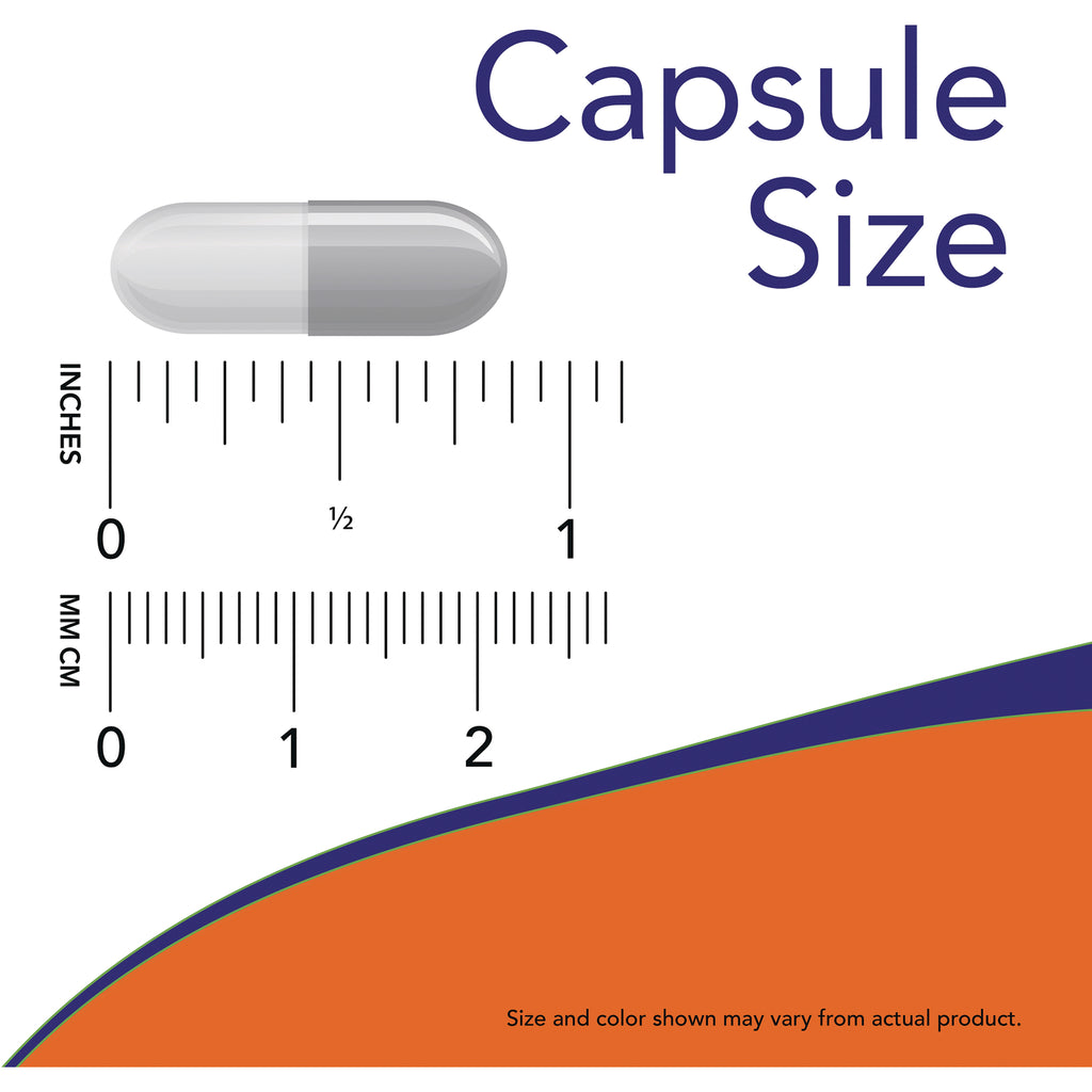 NWF526 | gray capsule shown above inch and mm rulers with text Capsule Size - Thumbnail