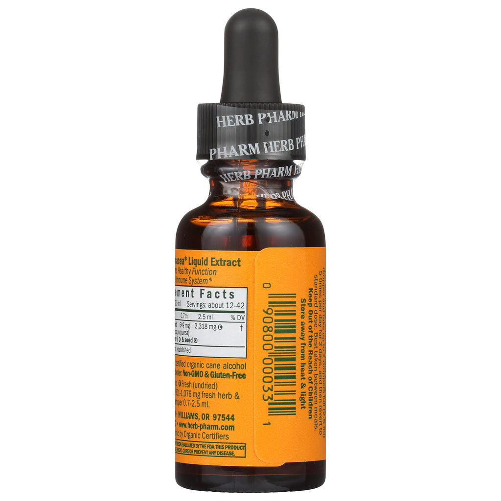 Amber dropper bottle of Herb Pharm Echinacea liquid extract with Supplement Facts label - Thumbnail