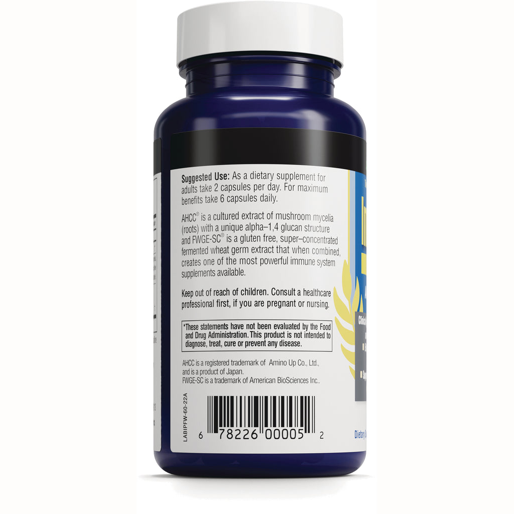 AMB017 | Back label of blue supplement bottle showing suggested use, warnings and barcode - Thumbnail