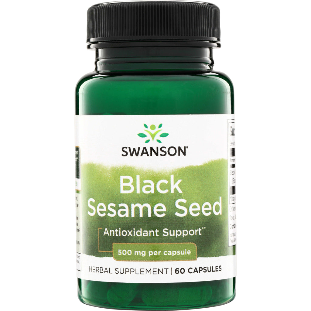 SW1598 | Swanson Black Sesame Seed, Antioxidant Support, 500 mg per capsule, 60 capsules - Thumbnail
