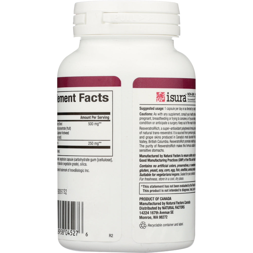 NFC080 | back of white supplement bottle showing Supplement Facts panel, caution and manufacturing text - Thumbnail