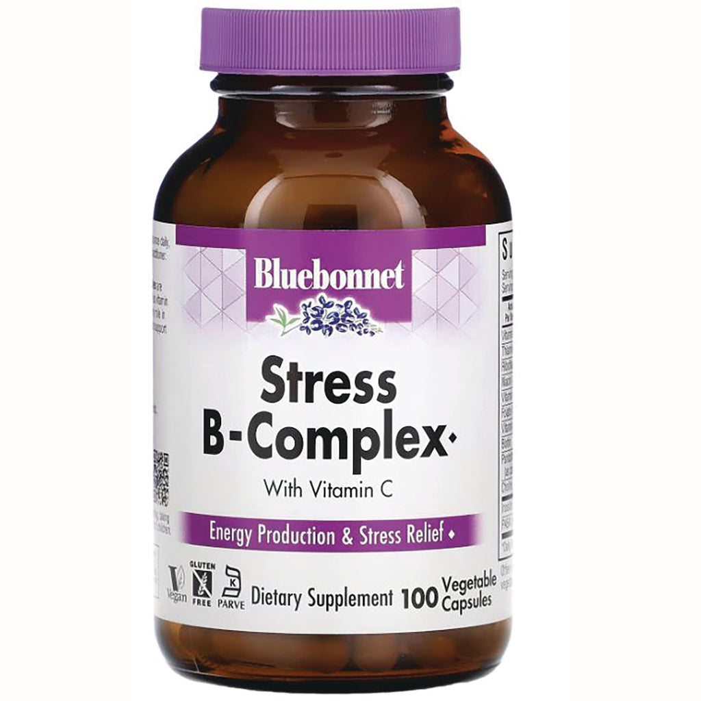 BLU115 | Bluebonnet Stress B-Complex with Vitamin C dietary supplement bottle, 100 vegetable capsules - Thumbnail