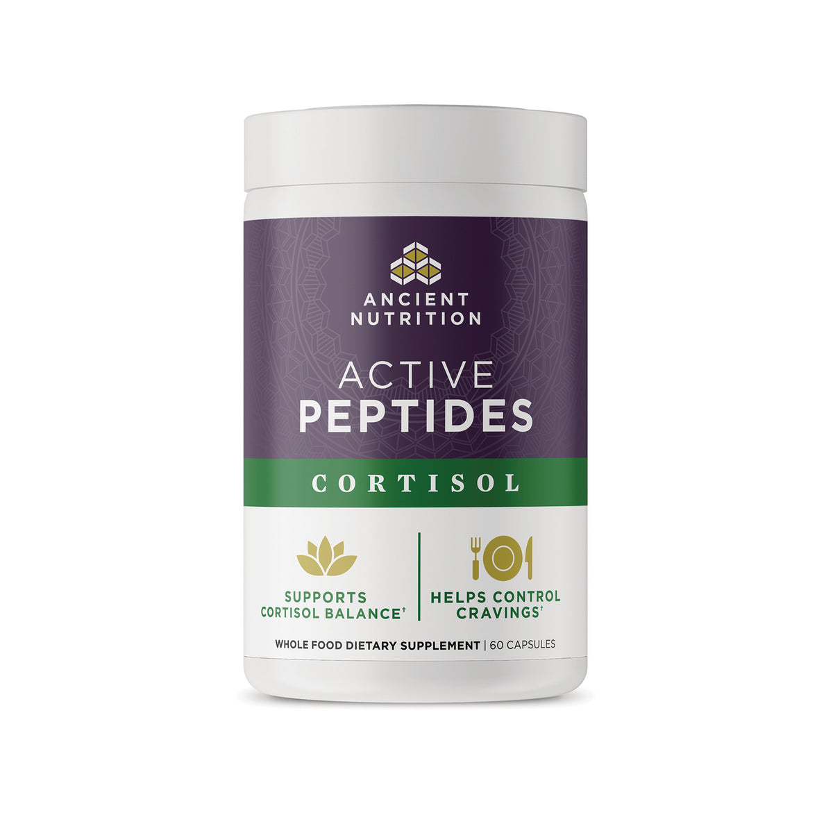 ATN151 | Ancient Nutrition Active Peptides Cortisol supplement bottle, 60 capsules