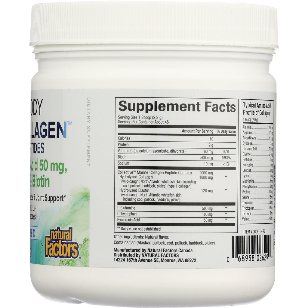 NFC202 | Supplement facts panel and barcode on back of white Natural Factors supplement jar - Thumbnail