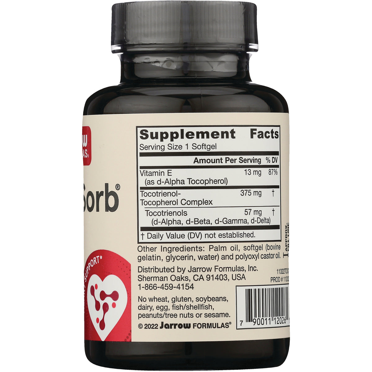JR097 | Back of supplement bottle showing Supplement Facts label, ingredients list, and barcode