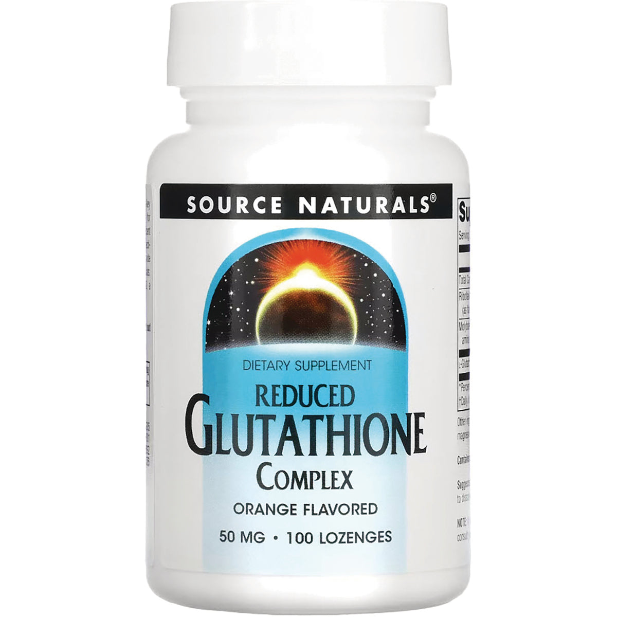 SN729 | Source Naturals Reduced Glutathione Complex, Orange Flavored, 50 mg, 100 lozenges