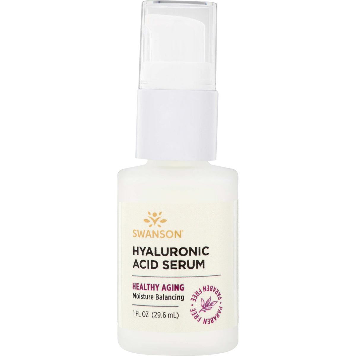 SW1475 | Swanson Hyaluronic Acid Serum 1 fl oz pump bottle, Healthy Aging, Moisture Balancing, Paraben Free