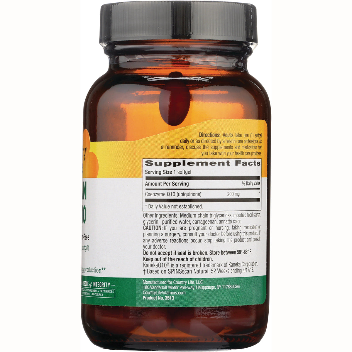 CRL609 | back label of amber supplement bottle showing Supplement Facts panel and directions