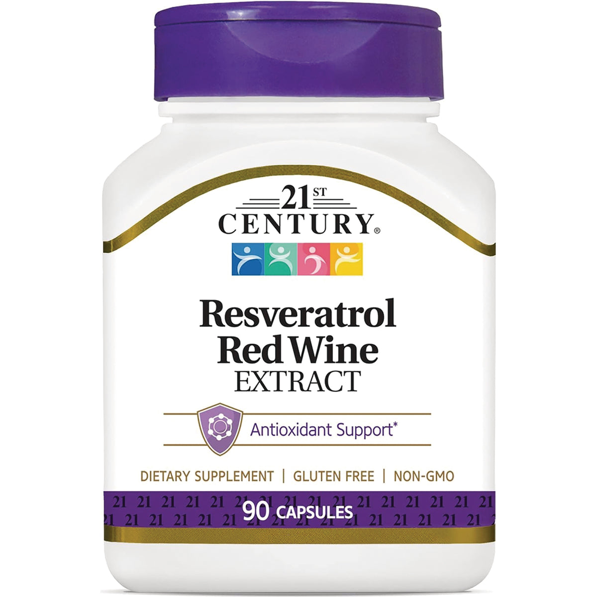 CNT211 | 21st Century Resveratrol Red Wine Extract bottle, 90 capsules dietary supplement, gluten free, non-GMO