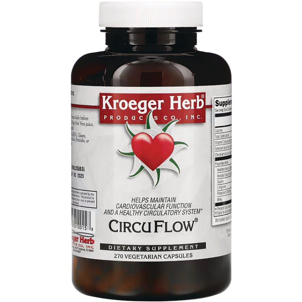 KRG003 | Kroeger Herb CircuFlow dietary supplement bottle front, 270 vegetarian capsules - Thumbnail