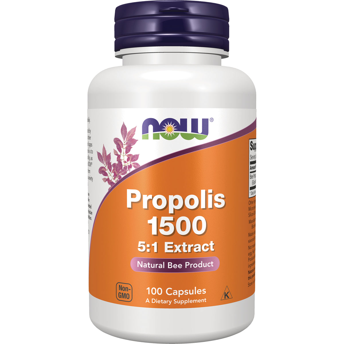 NWF268 | White supplement bottle labeled Propolis 1500 5:1 Extract Natural Bee Product 100 Capsules