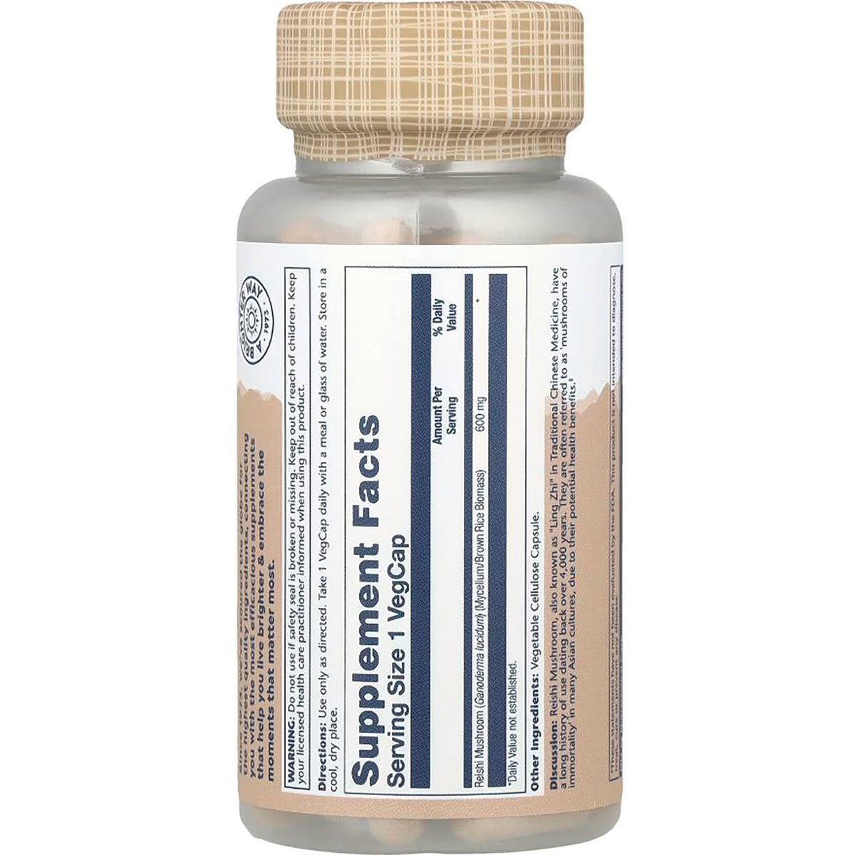 SLR400 | Back label with Supplement Facts panel, serving size 1 VegCap