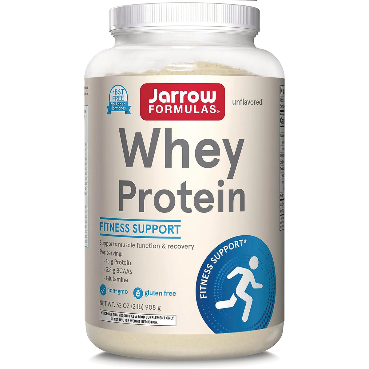 JR069 | Jarrow Formulas unflavored whey protein powder container with fitness support label