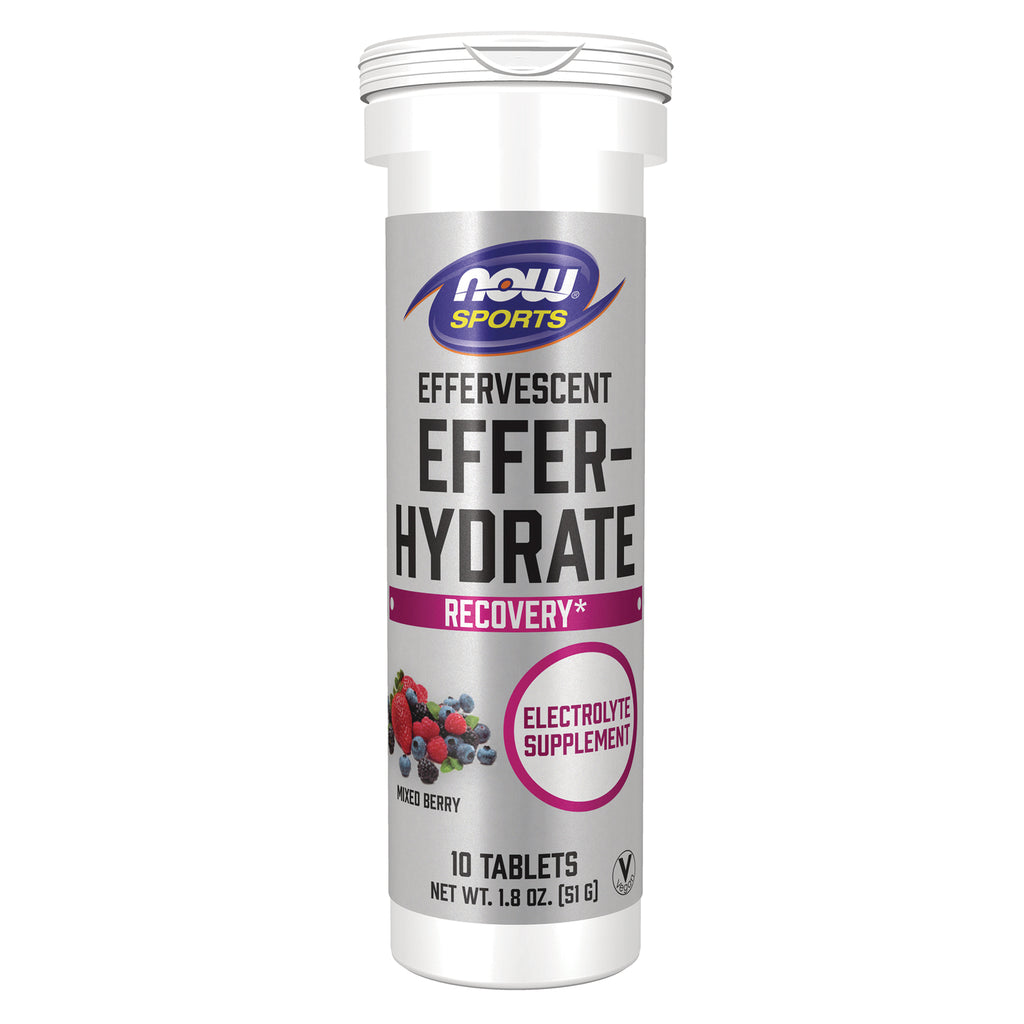 NWF1310 | NOW Sports effervescent EFFER-HYDRATE recovery electrolyte supplement, mixed berry, 10 tablets - Thumbnail