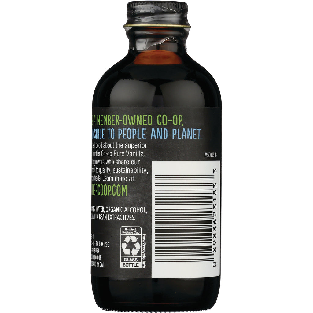 FNP049 | back label of small glass vanilla extract bottle showing ingredients, barcode, and recycling symbol - Thumbnail