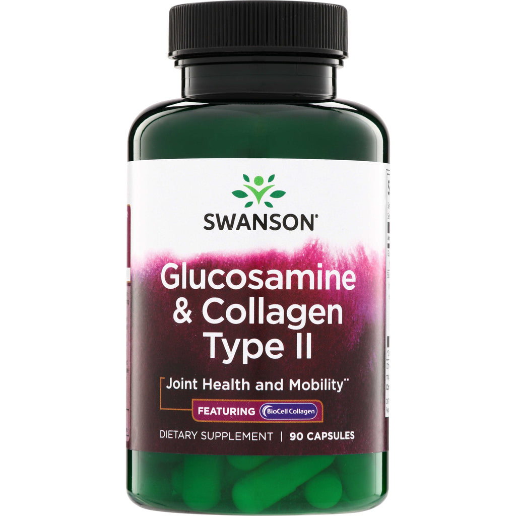 SW1806 | Swanson Glucosamine & Collagen Type II, 90 capsules, Joint Health and Mobility, featuring BioCell Collagen - Thumbnail