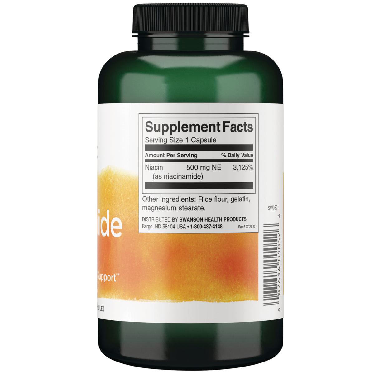 SW052 |  Back label with supplement facts and serving information