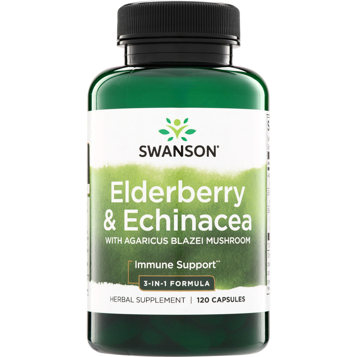 SW1044 | Swanson Elderberry & Echinacea with Agaricus blazei mushroom, Immune Support, 120 capsules
