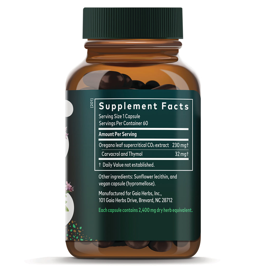 GH016 | Back of amber supplement bottle showing Supplement Facts label with serving size 1 capsule and ingredient list - Thumbnail