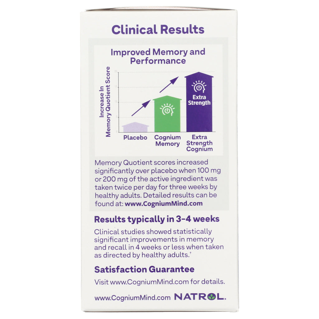 NA614 | Product infographic showing clinical results bar chart and text about improved memory and typical results timeline - Thumbnail
