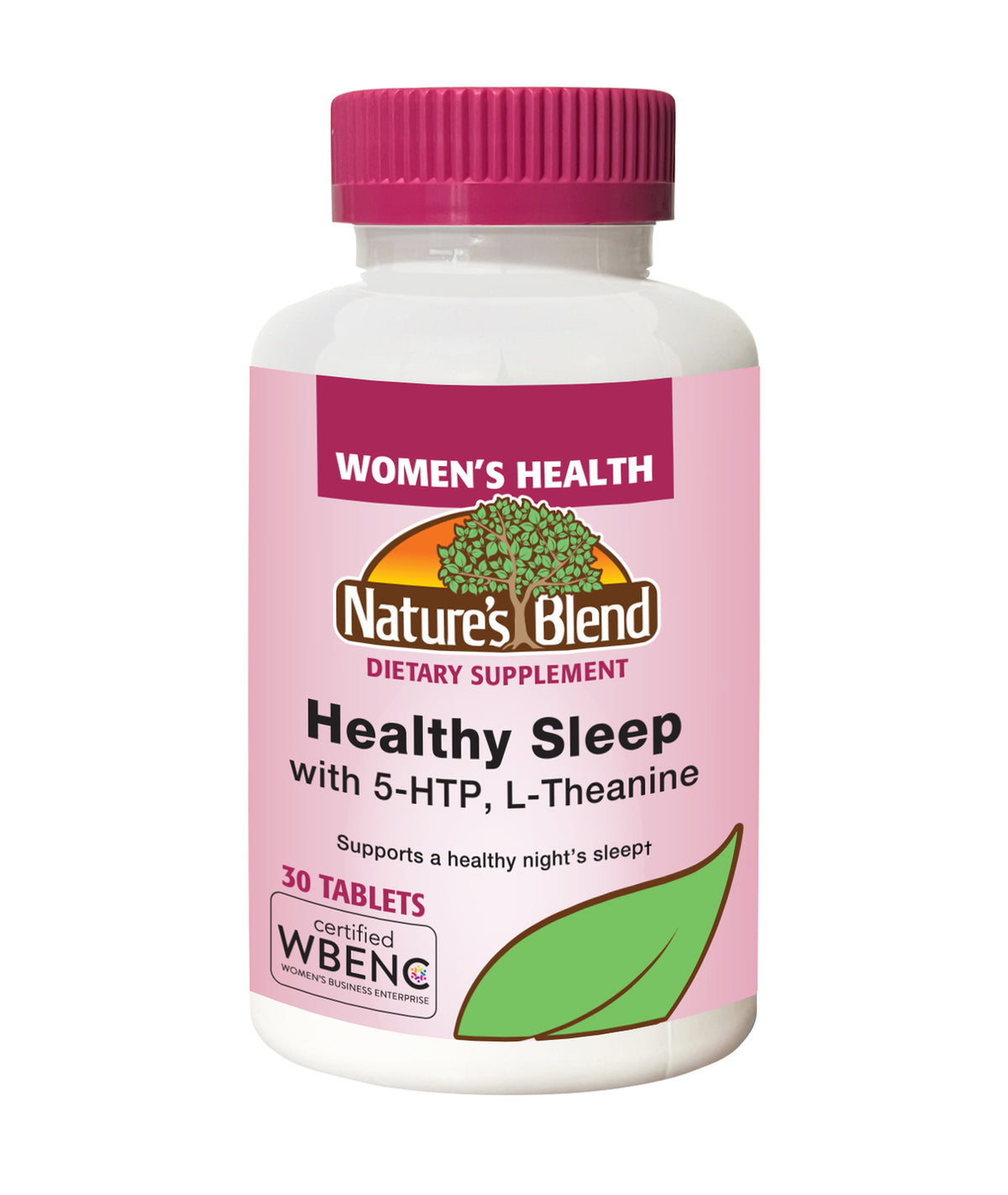NAB138 | Nature's Blend Women's Health Healthy Sleep dietary supplement bottle label, 30 tablets with 5-HTP and L-Theanine