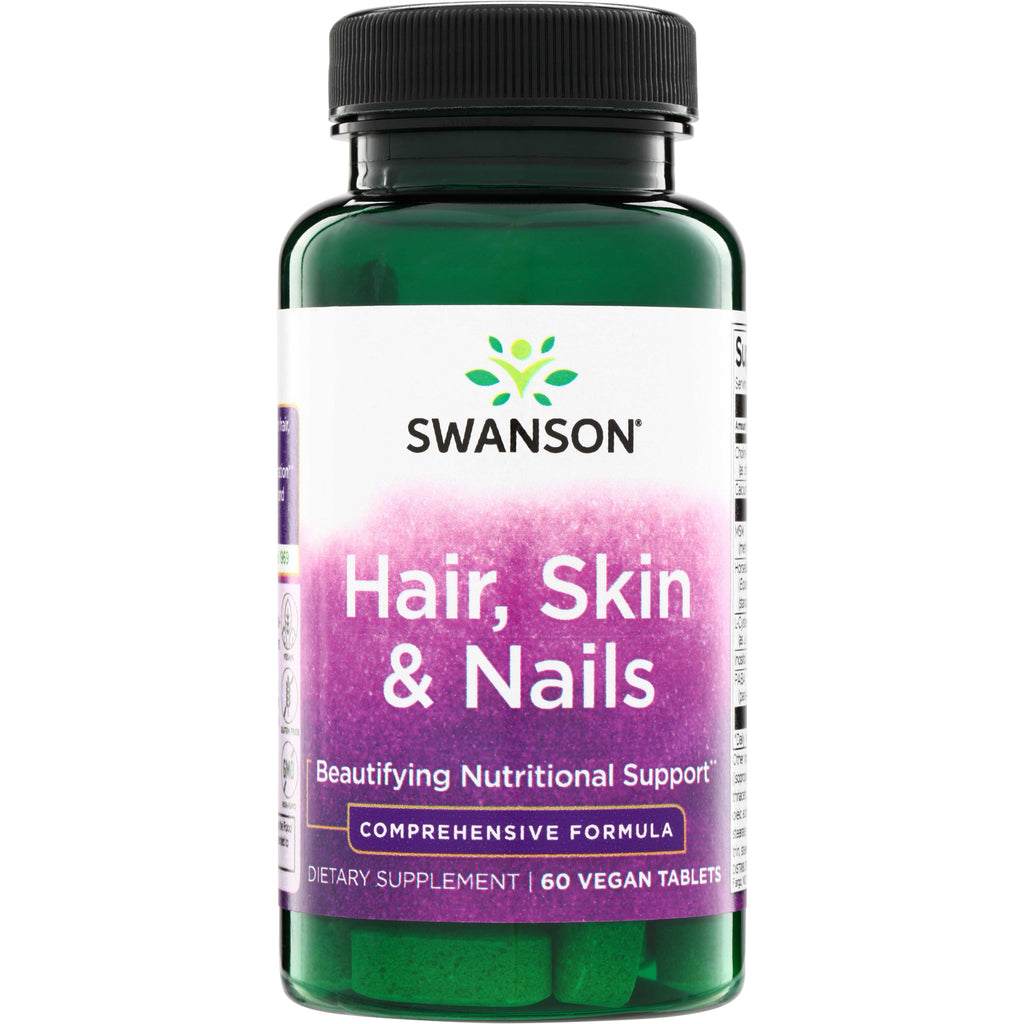 SW883 | Swanson Hair, Skin & Nails supplement, 60 vegan tablets, Beautifying Nutritional Support - Thumbnail
