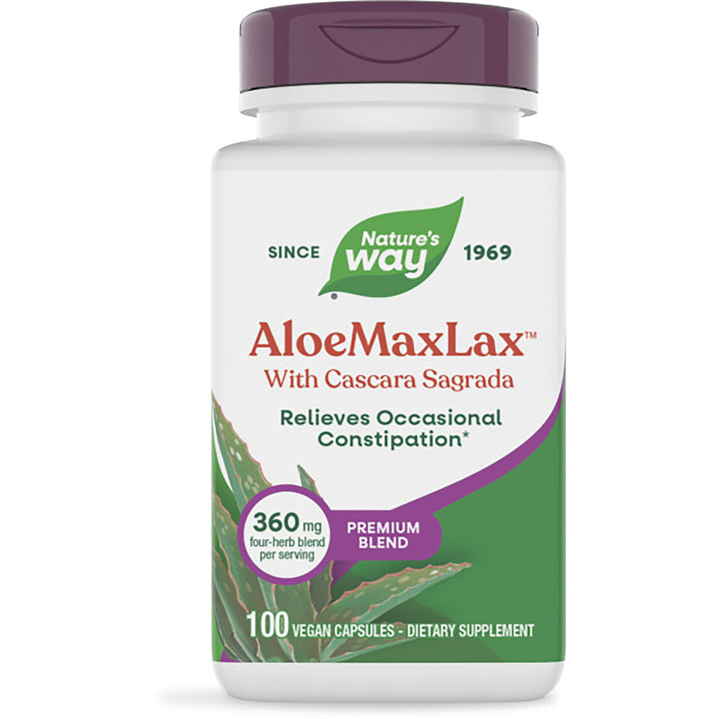 NW714 | Nature's Way ALOEMAXLAX dietary supplement bottle front label 100 vegan capsules 360 mg per serving - Thumbnail