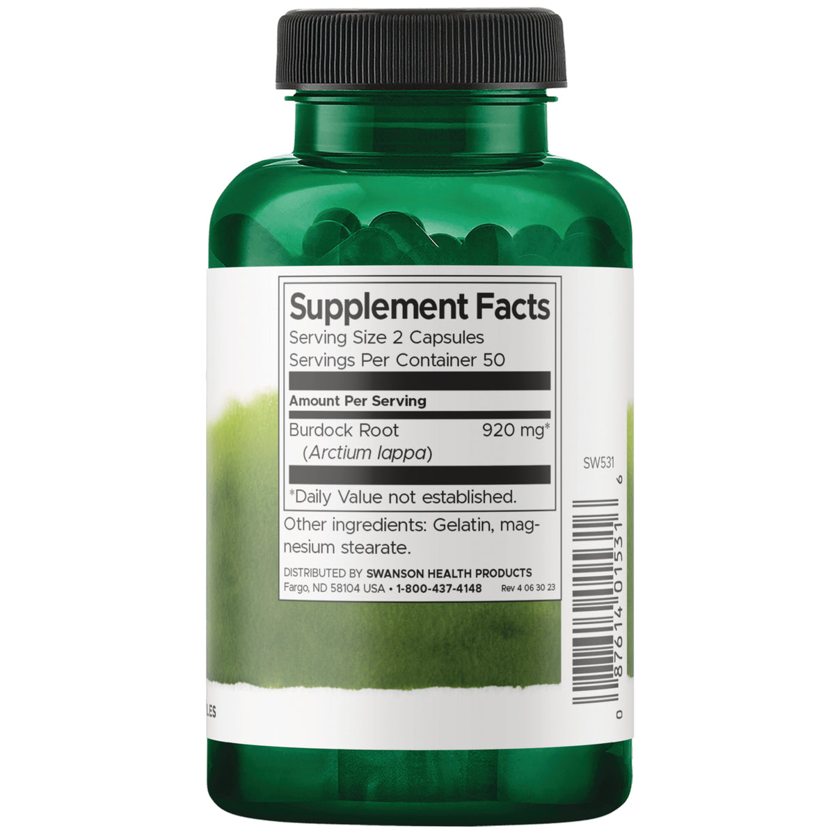 SW531 | Back label with Supplement Facts