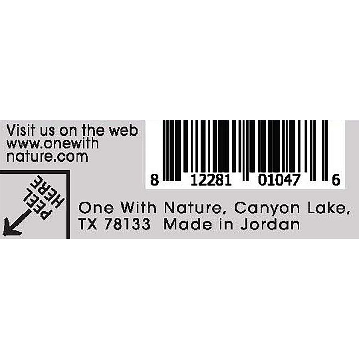 OWN028 | Back packaging with barcode, website, and made in Jordan text
