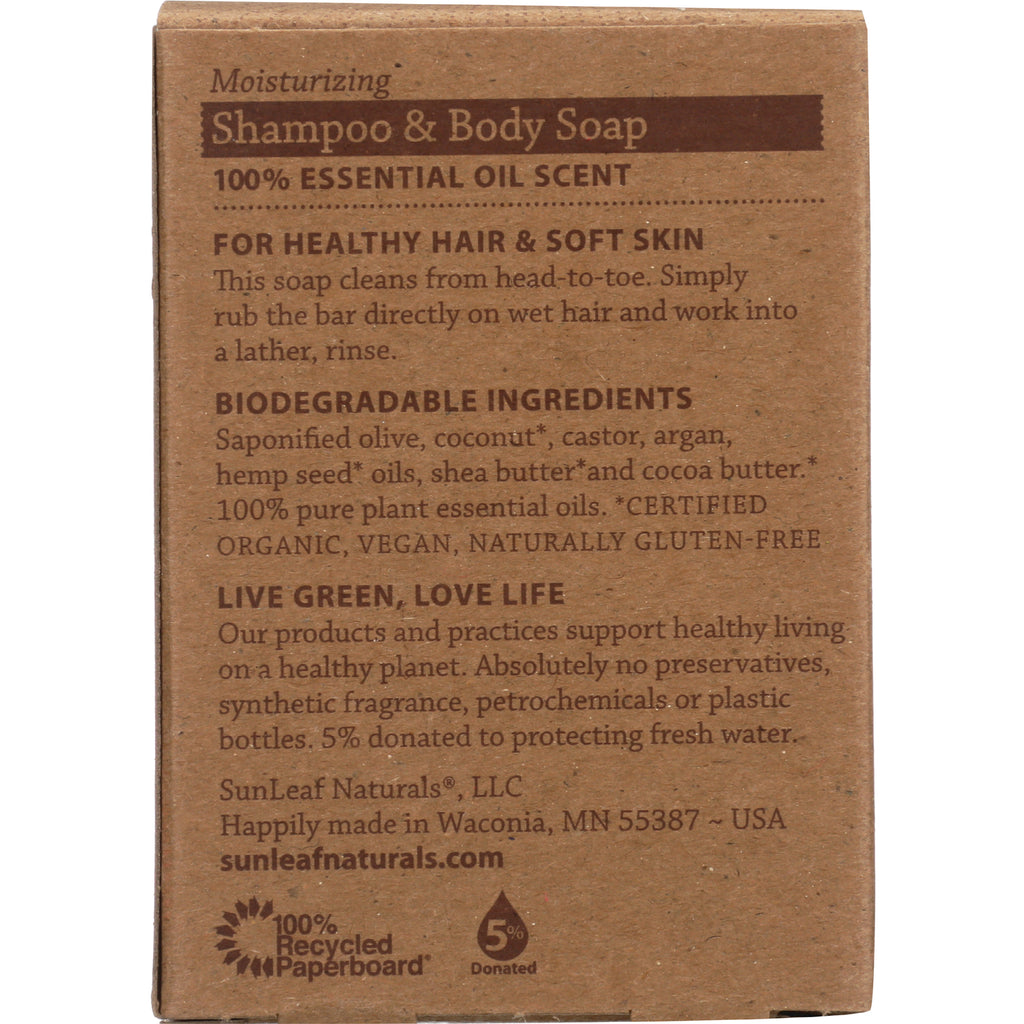 SLN007 | back of Shampoo & Body Soap box showing ingredients, usage directions and company information on recycled paperboard - Thumbnail