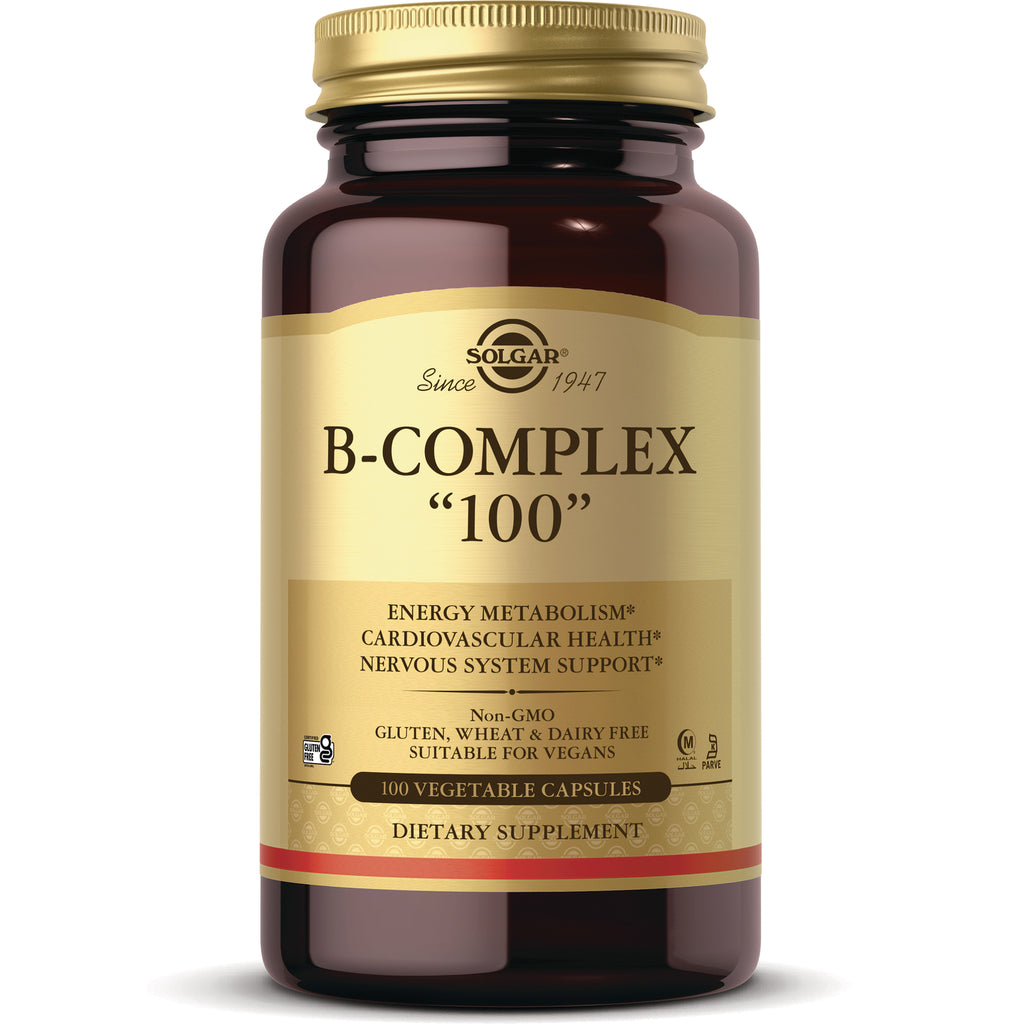 SLG210 | Amber supplement bottle with gold label reading B-COMPLEX \ - Thumbnail