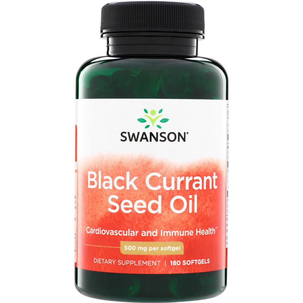 SWE013 | Swanson Black Currant Seed Oil, 500 mg per softgel, 180 softgels for cardiovascular and immune health - Thumbnail