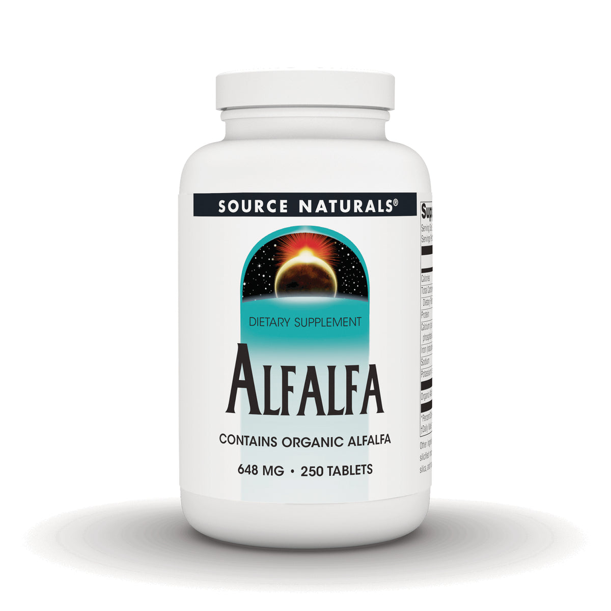 SN525 | Source Naturals Alfalfa dietary supplement, contains organic alfalfa, 648 mg, 250 tablets