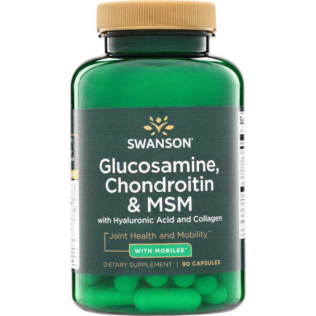 SWU293 | Swanson Glucosamine, Chondroitin & MSM capsules with hyaluronic acid and collagen, 90 count - Thumbnail