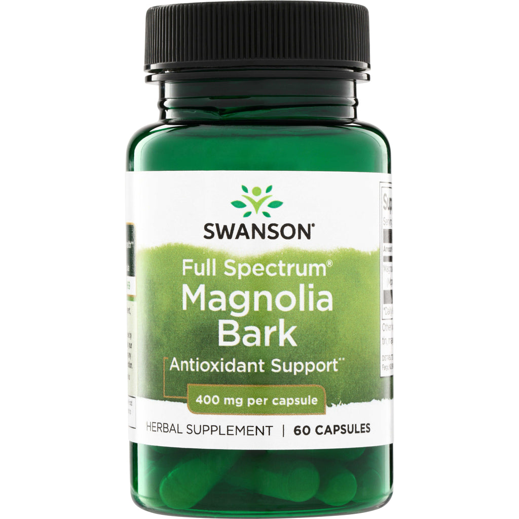 SW1378 | Swanson Full Spectrum Magnolia Bark herbal supplement, Antioxidant Support, 400 mg per capsule, 60 capsules - Thumbnail