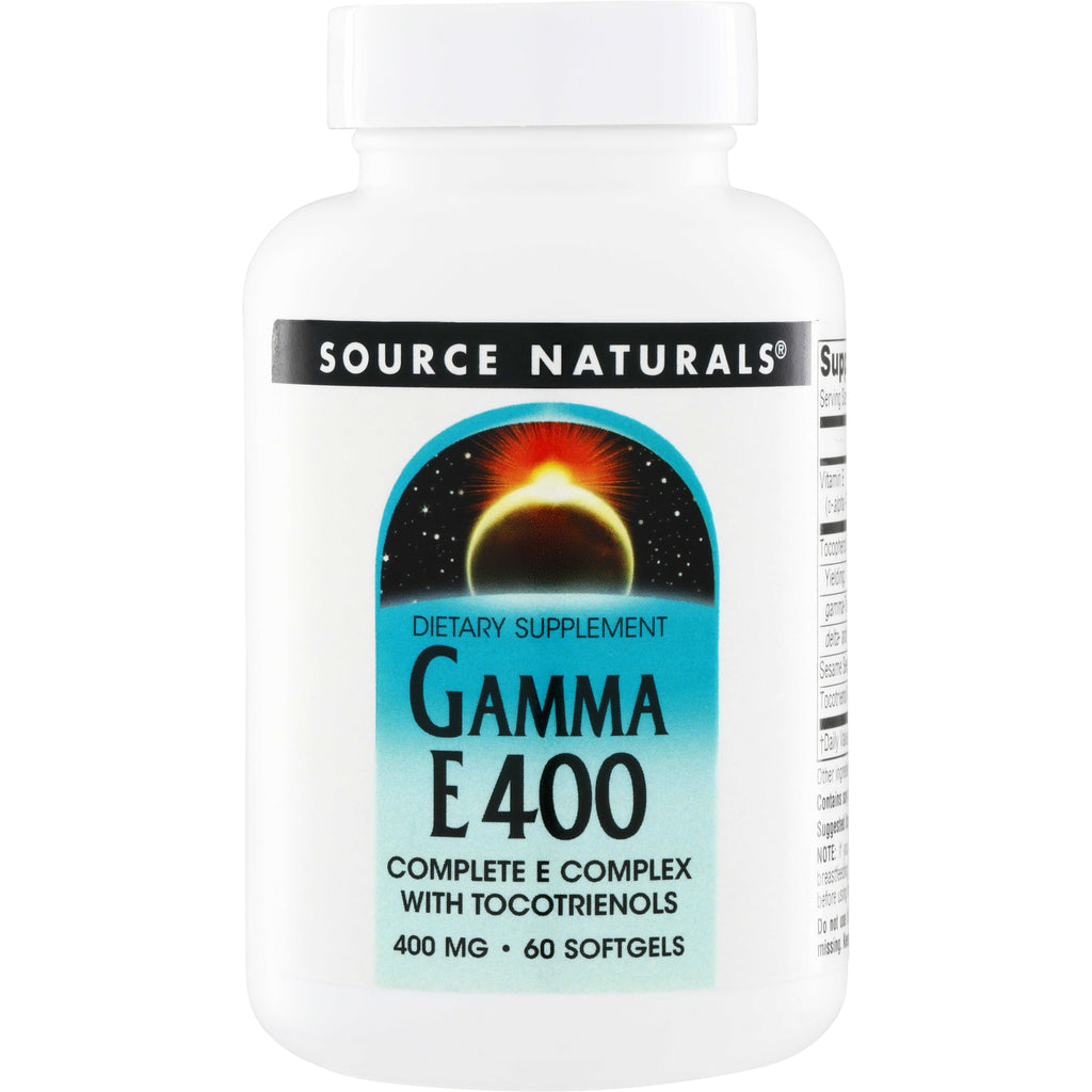 SN292 | Source Naturals Gamma E 400 dietary supplement, complete E complex with tocotrienols, 400 mg, 60 softgels - Thumbnail